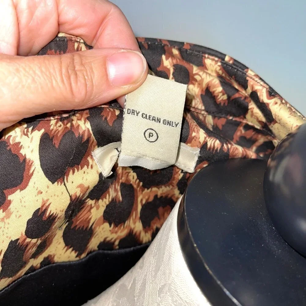 Vertigo Womens Trench Coat Size Small Animal Print Belted Lightweight Button Up - Picture 8 of 12